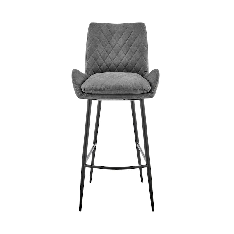 31" Seat Height Charcoal Upholstered Bar Chair with Full Back and Footrest Metal Frame for Kitchen - 42"H x 20"W x 21"D