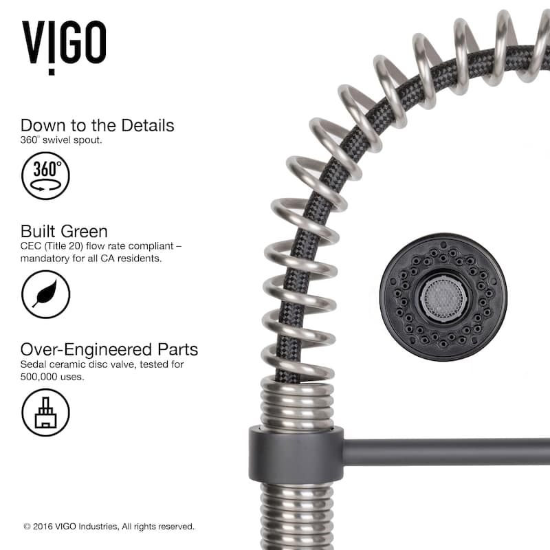 VIGO Edison 19" H Single Handle Pull-Down Sprayer Kitchen Faucet