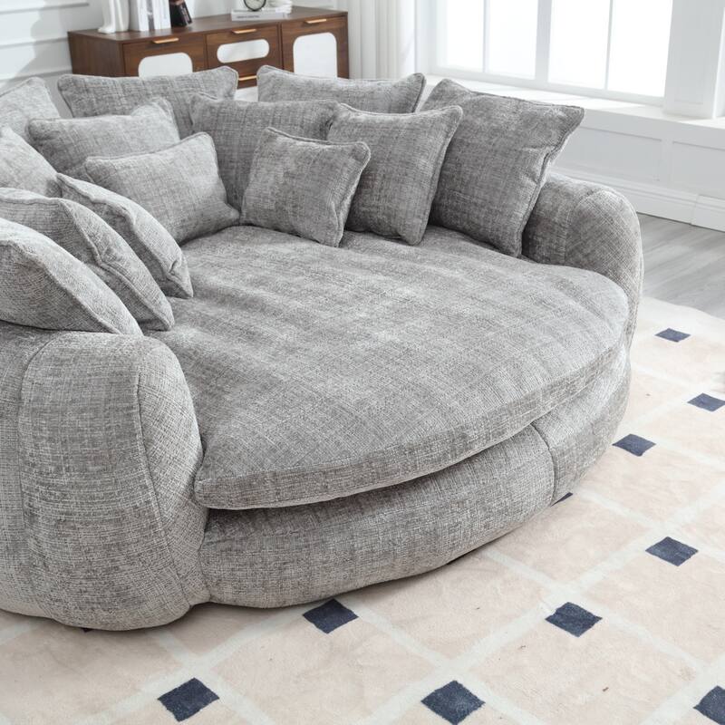 Comfortable Oversized Double Loaf High Back Round Sofa Bed with Armrests