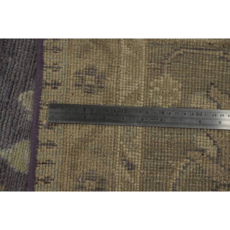 Vegetable Dye Wool Oushak Turkish Area Rug, Floral Geometric Carpet - 11' 9'' X 9' 3''