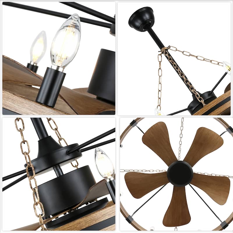 Bella Depot 36" Farmhouse Ceiling Fan with Light and Remote Rustic Metel Ceiling Fan