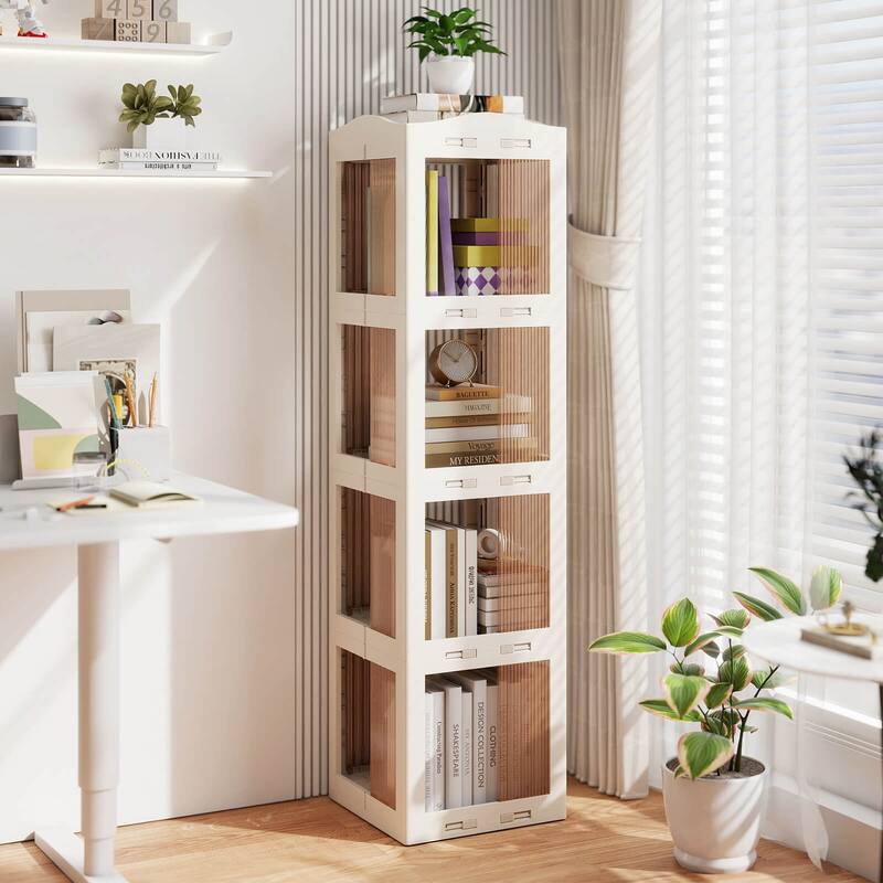Costway 360° Spinning Bookcase with Swivel Base, 4-Tier Revolving - See Details