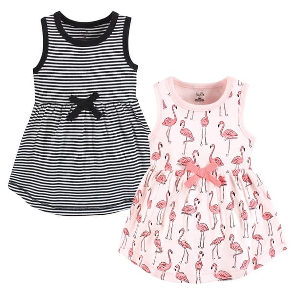 slide 1 of 1, Touched by Nature Girl Organic Cotton Dresses, Pink Flamingo 0-3 Months - Pink Flamingo