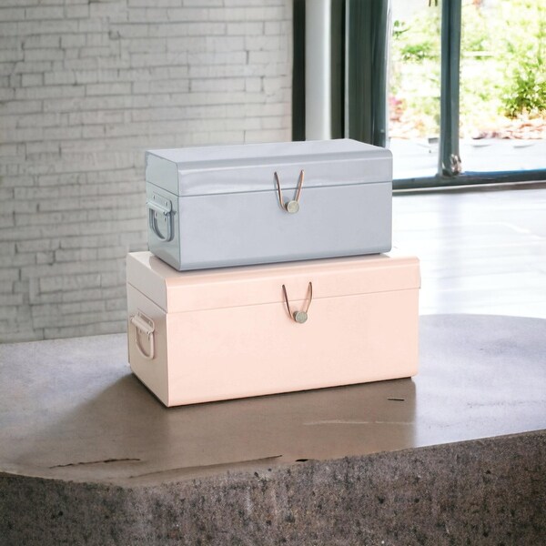 Elle Decor Daven Decorative Metal Box Trunks Set of 2 - Bed Bath