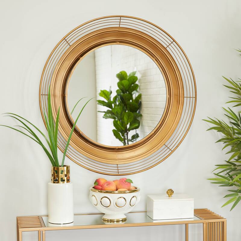 Brown Metal Bohemian Wall Mirror - 36"W, 36"H - Brown - 36"W, 36"H