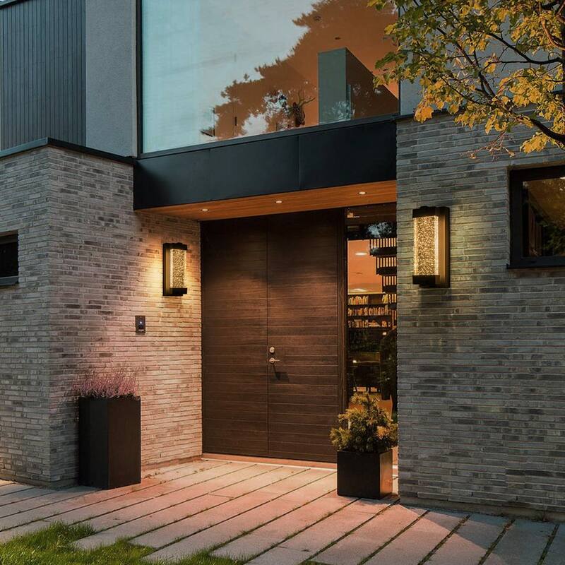 13" Modern Led Outdoor Wall Sconce with Bulbble Glass