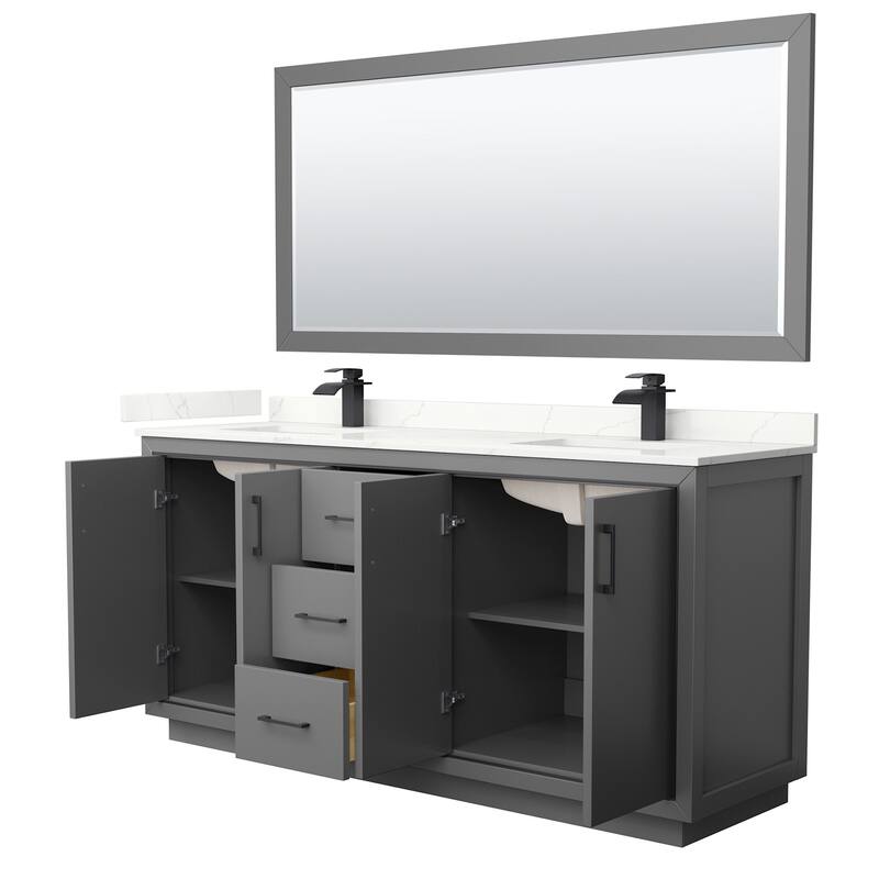 Wyndham Collection WCF111172D-QTZ-UNSM70 Icon 72" Free Standing Double
