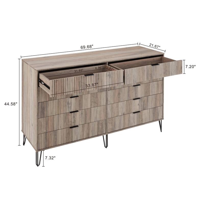 Manhattan Comfort 3-Piece Dumbo Modern Multi Dresser Nighstand Set