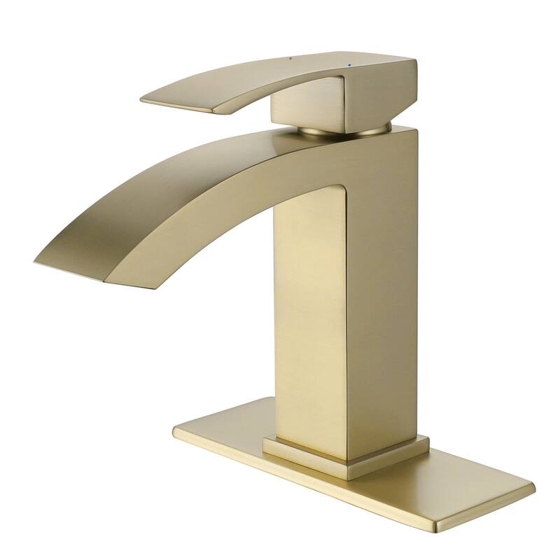Modland Waterfall Bathroom Faucet Single Hole, CEC/CUPC Certified, with Cover Plate (Brushed Gold/Matte Black) - Brushed Gold