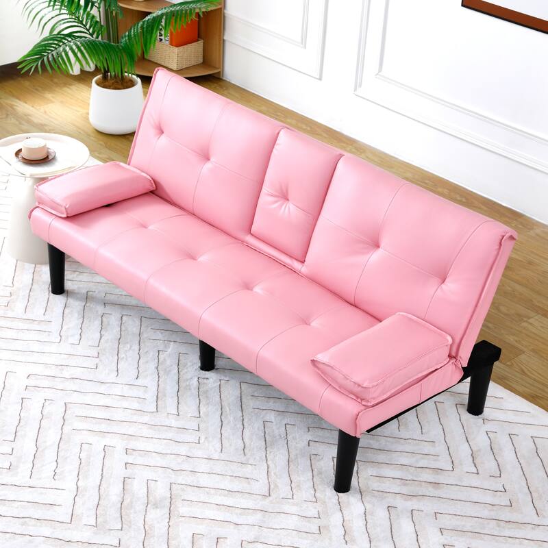 The 67-inch PVC multi-functional sofa bed, with a foldable and cup holder design