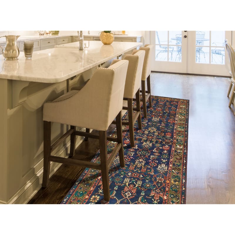 Fine Vintage Distressed Ashkan Navy/Brown Runner - 3'6" x 9'5"