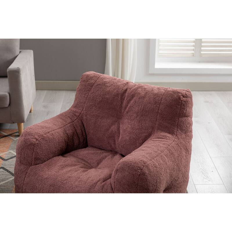 010-Soft Teddy Fabric Tufted Foam Bean Bag Chair
