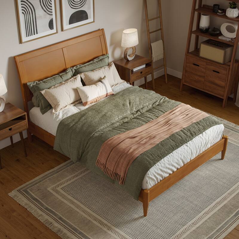 Valencia Solid Wood Low Profile Sleigh Platform Bed