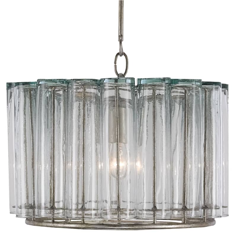 Currey & Company Bevilacqua Glass Pendant - 10"h x 13"dia - 10"h x 13"dia - Silver Leaf
