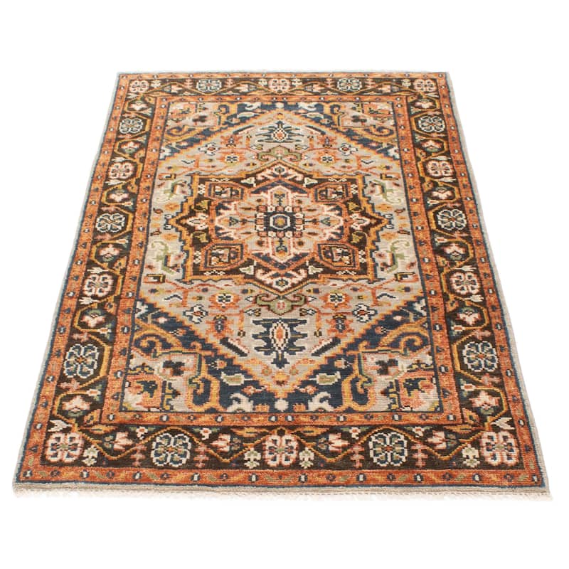 ECARPETGALLERY Hand-knotted Jules Serapi Light Grey Wool Rug - 4'10 x 8'1