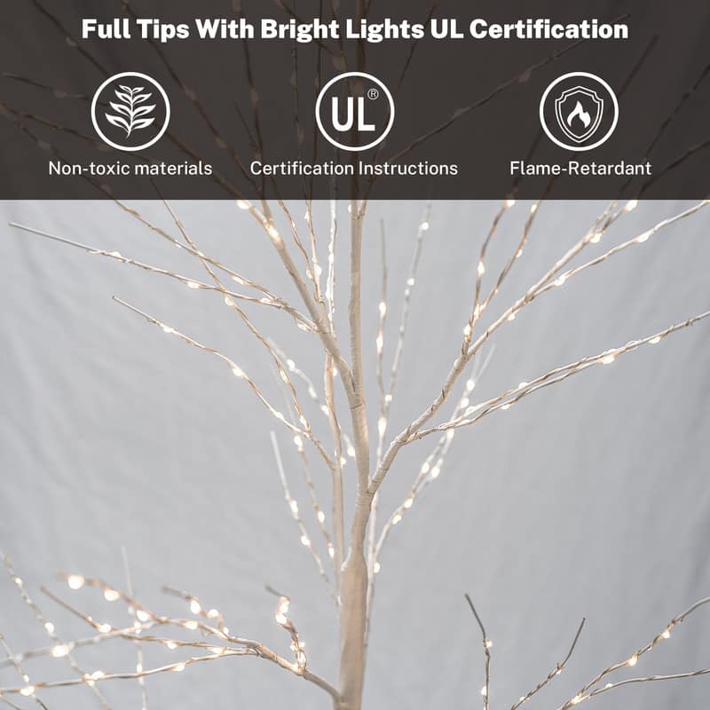 3-Piece Brich Tree Light Tree 4FT & 5FT & 6FT, Lighted Christmas Tree, Artificial Xmas Tree for Decoration Inside & Outside