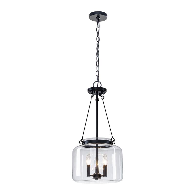 Starsky 3-Light Lantern Drum Chandelier with Thick Clear Glass Shade