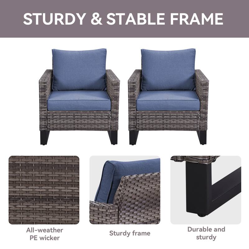 4 Pieces Patio Chair with Fire Pit Table