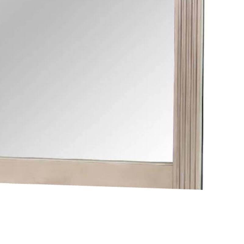 Dresser Mirror, Antique Silver Pine Wood, Molded Frame Detail, 37x41 - Antique Silver