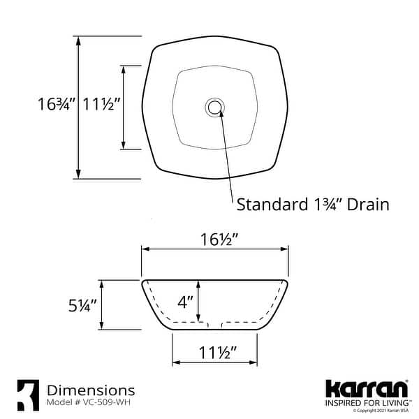 Karran Valera 17" Vitreous China Vessel Bathroom Sink in White