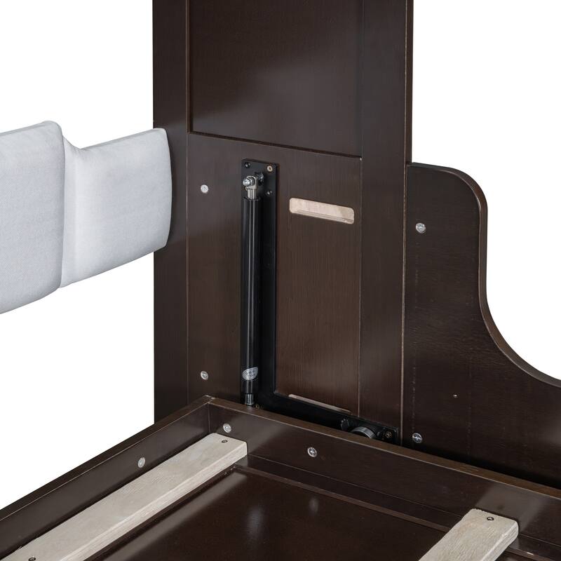 Espresso Modern Style Queen Size Multi-function Murphy Bed with Cushion for Bedroom