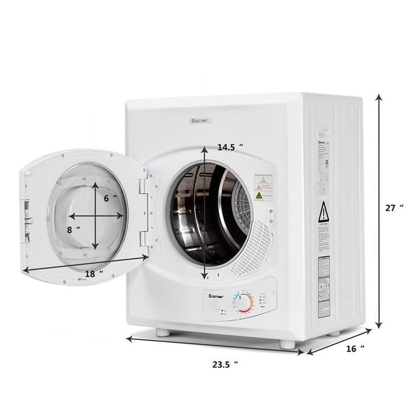Costway Electric Tumble Compact Laundry Dryer Stainless Steel Wall Mounted 2 65 Cu Ft Overstock 24244990
