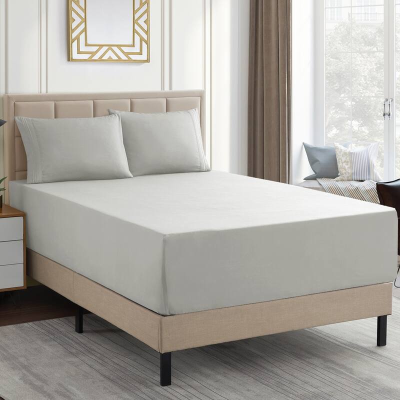 Sweet Home Collection 18"-24" Extra Deep Pocket, Double Brushed Microfiber Sheet Set - Queen - Silver