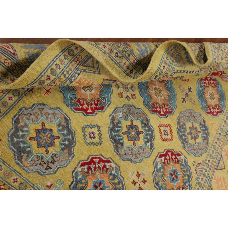 Yellow Kazak Oriental Area Rug Handmade Wool Carpet - 5'10" x 8'0"
