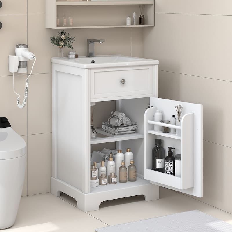 Merax Small Bathroom Vanity with Ceramic Sink