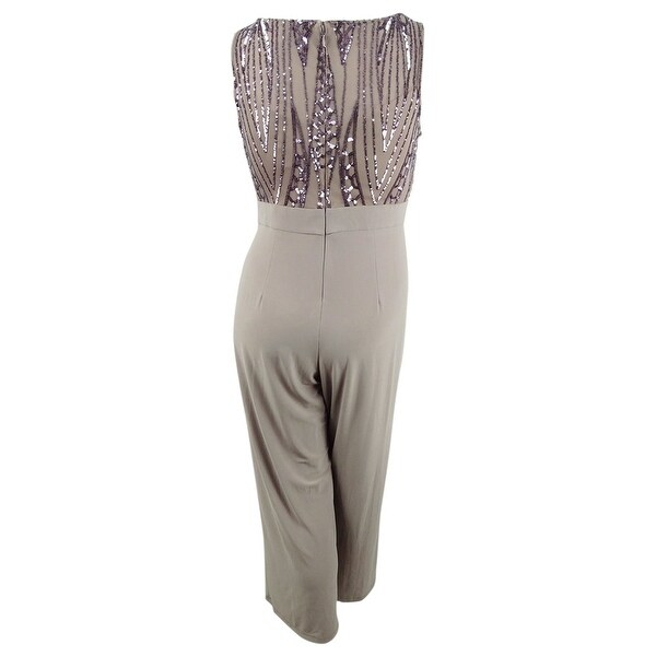 r & m richards petite illusion ruffle jumpsuit