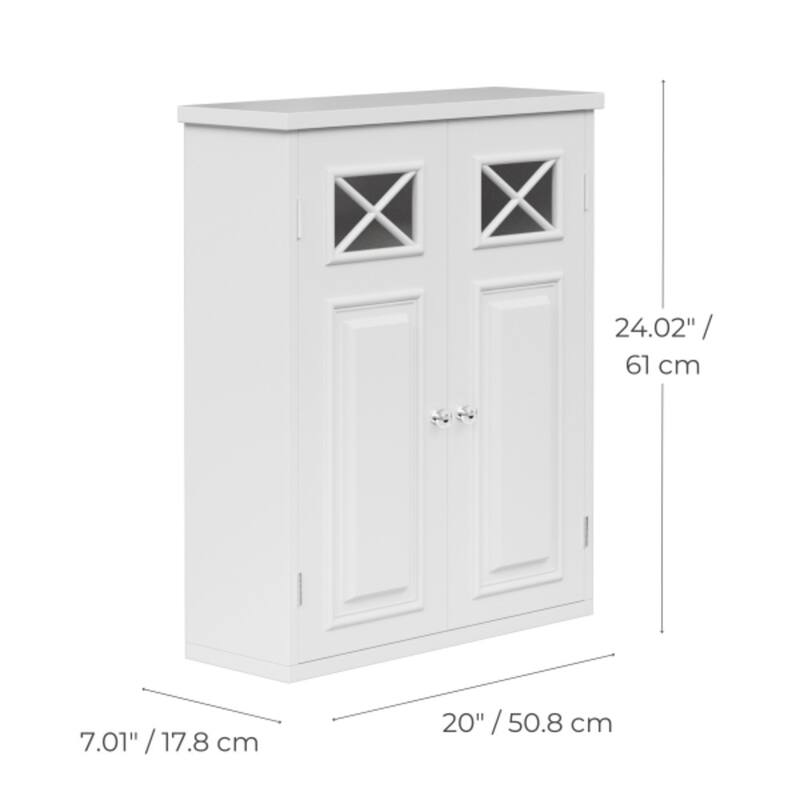 Teamson Home Dawson Removable Two-Door Wall Cabinet, White - 7"L x 20"W x 24"H