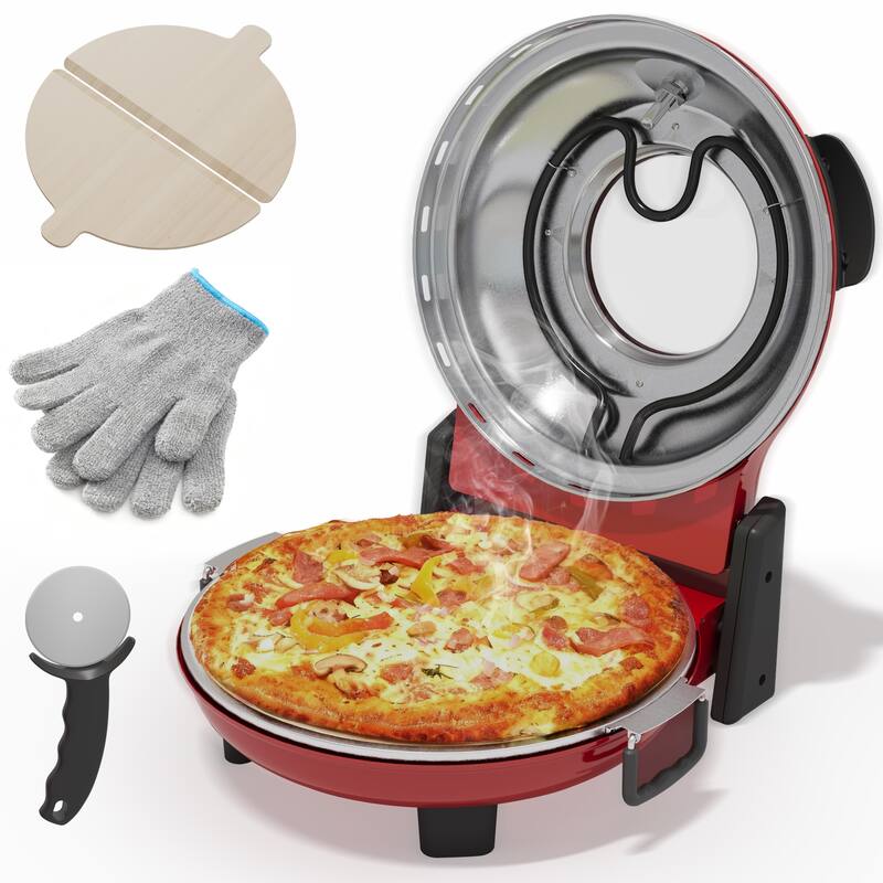 1200W Indoor/Outdoor Portable Electric Pizza Oven - Red