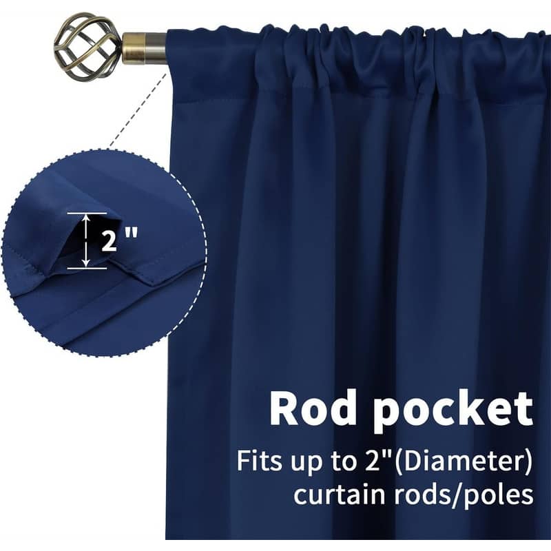 Navy Blackout Curtains 42x45" Thermal Bedroom RV