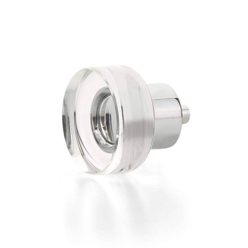 Schaub and Company City Lights 1-3/8" Round Disc Glass Cabinet Knob - Polished Chrome