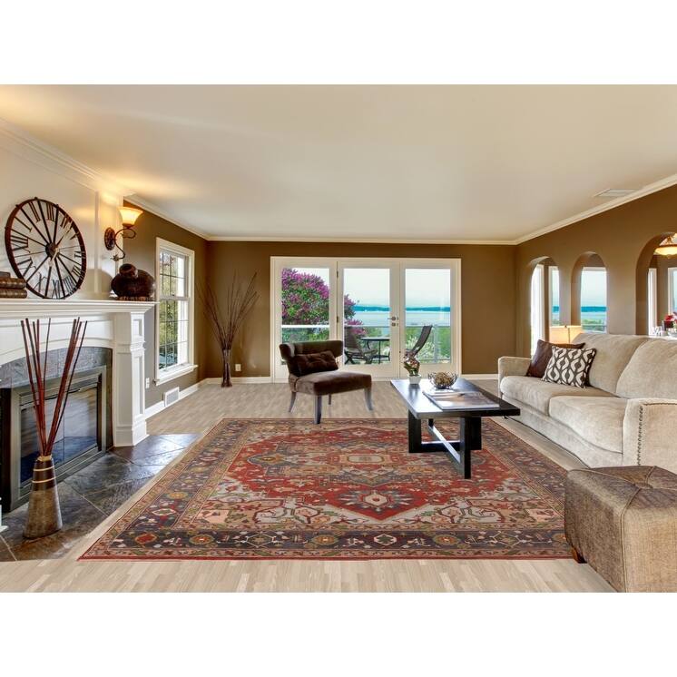 Heriz-Serapi Area Rug Handmade Wool Carpet - 8'11"x 11'10"