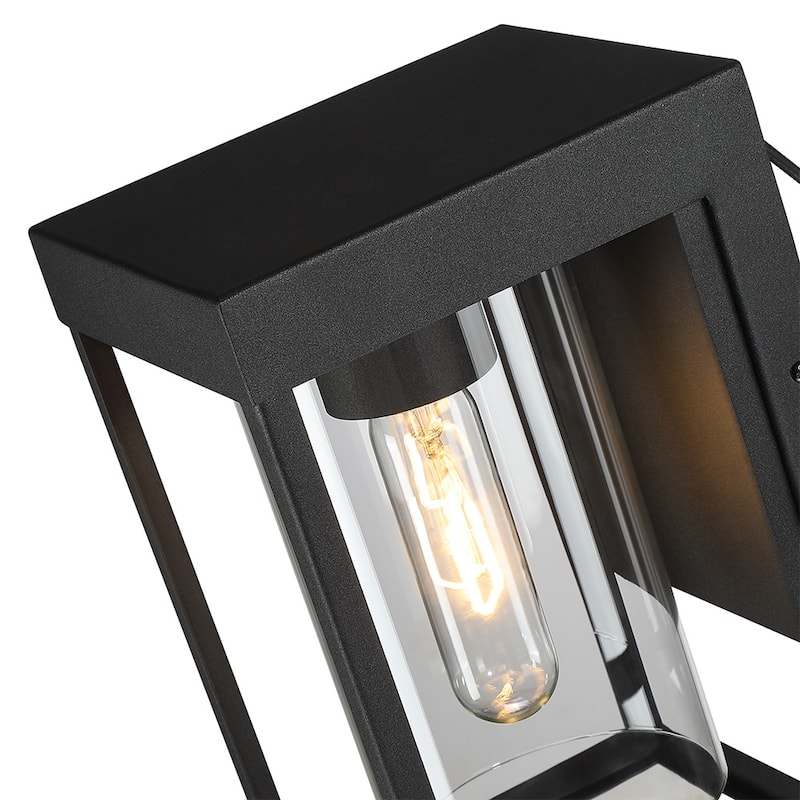 2-Pack Outdoor Black Exterior Wall Lantern Sconce Light with Clear Glass - 9"H