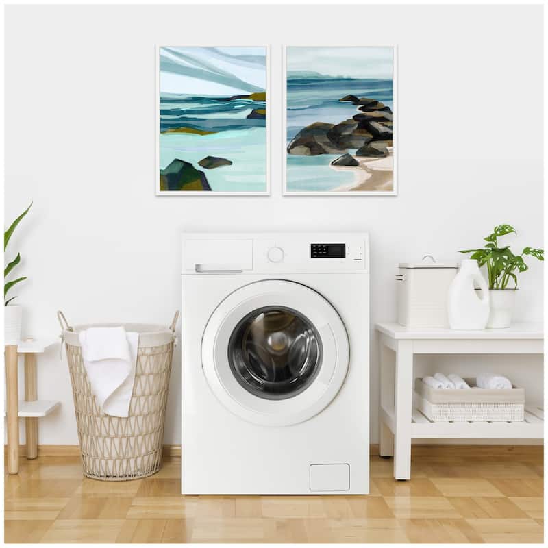 Kate and Laurel Sylvie Ocean Breeze Landscape - 2 Piece Framed Canvas Art Set by Nikita Jariwala