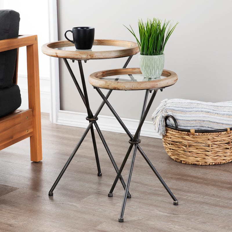 SEI Furniture Chadron Natural Glass Accent Tables (Set of 2)