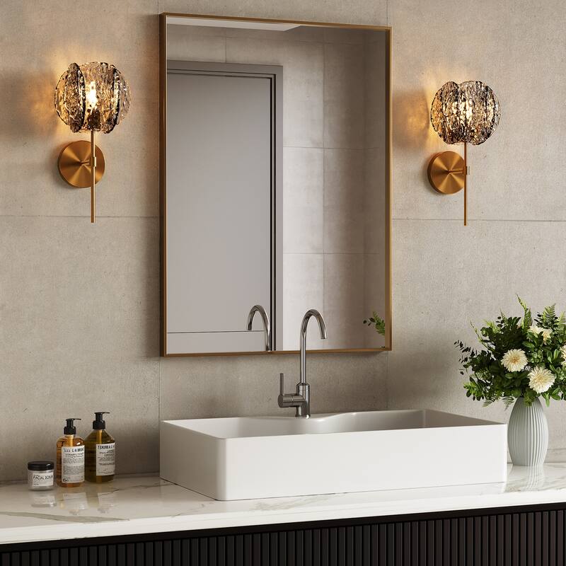 Iron Glass Mini 5.9"W Armed Sconce - N/A