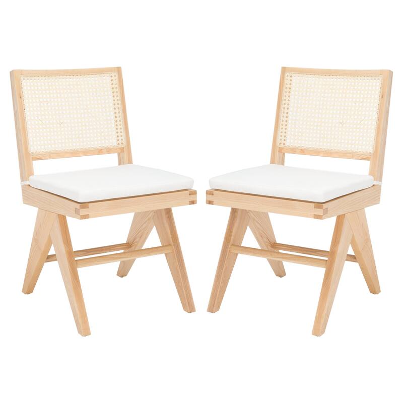 SAFAVIEH Couture Edda Rattan Dining Chair (Set of 2) - 18 In W x 20 In D x 34 In H - 18Wx20Dx34H