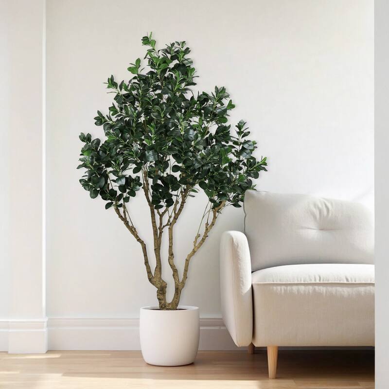 7.2FT Tall Artificial Silk Tree Large Faux Greenery Plant with Lifelike Leaves Potted Fake Plant, 1pc/set