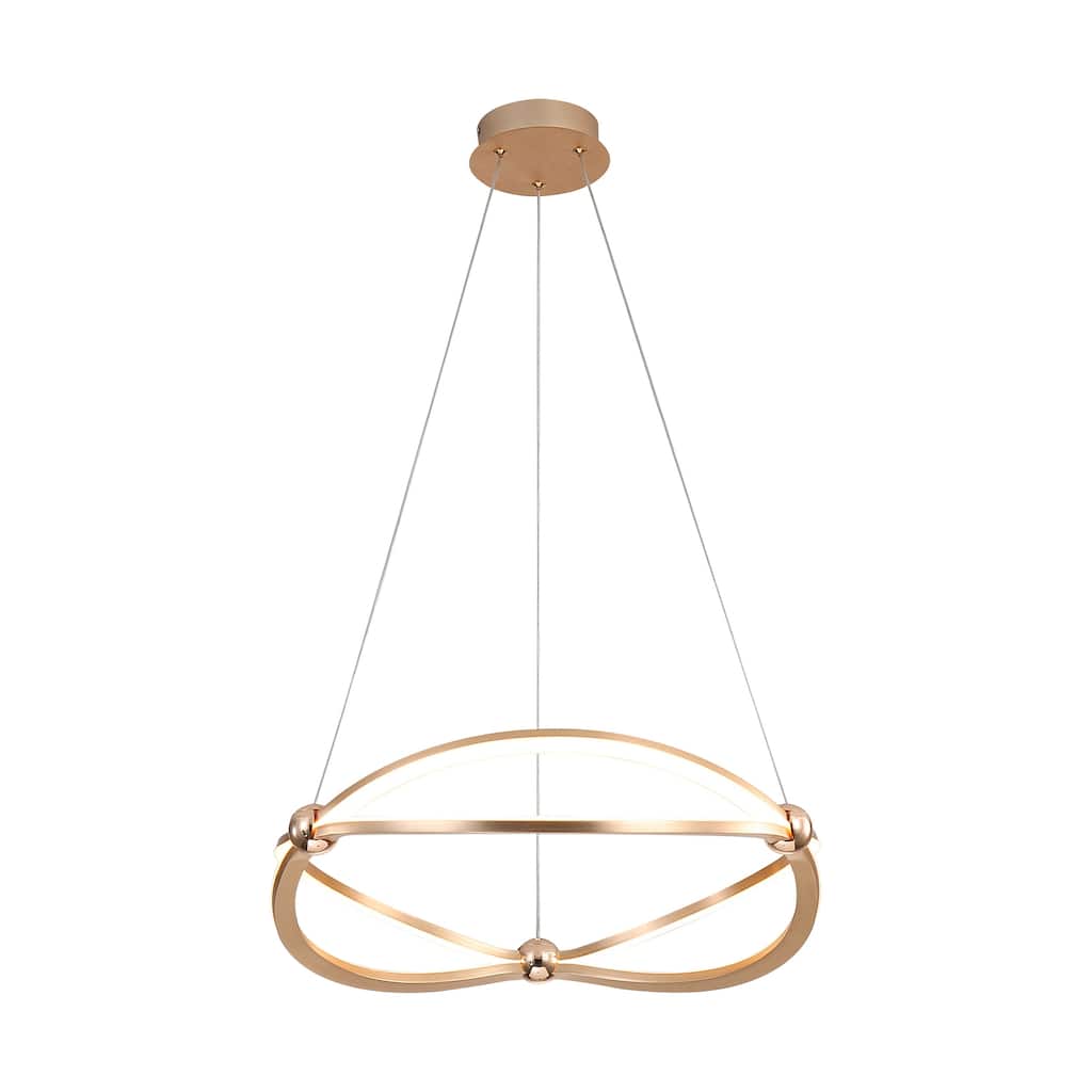 Spirale 19" LED Chandelier in Anodized Gold with No Shade
