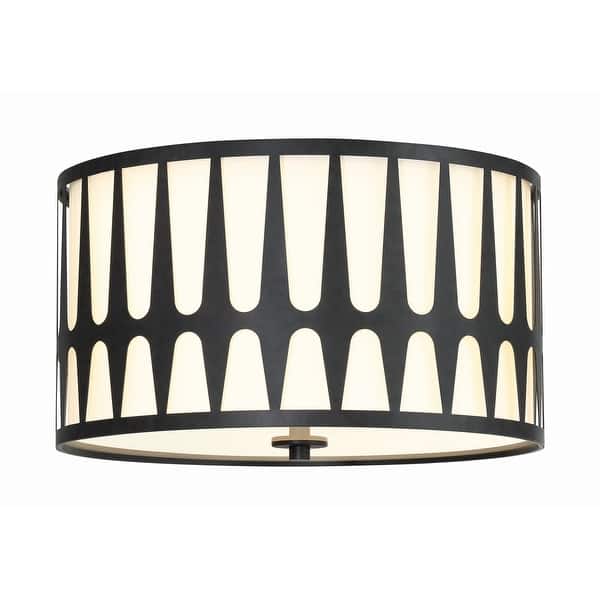 slide 2 of 9, Crystorama Lighting Group ROY-800 Royston 3 Light 18" Wide Flush Mount Black