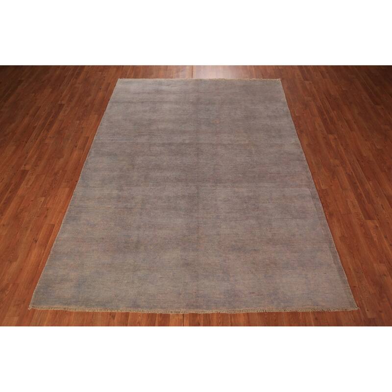 Gray & Beige Modern Gabbeh Oriental Area Rug Handmade Wool Carpet - 6'8" x 8'10"