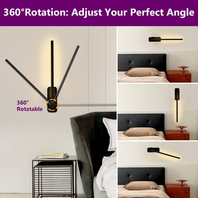 21'' Battery Operated Wall Sconces With Remote Rechargeable Black Dimmable Light Sconces (Set Of 2)