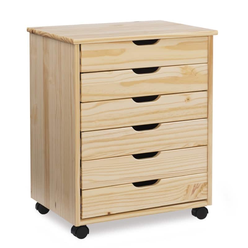 Bridgton 6-drawer Wide Rolling Storage Chest Cart - Natural