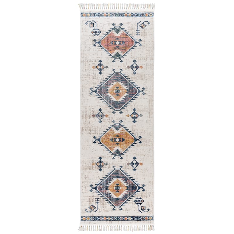 Gertmenian Amiens Hvar Cream Moroccan Style Area Rug Runner - 2' 7" x 8'