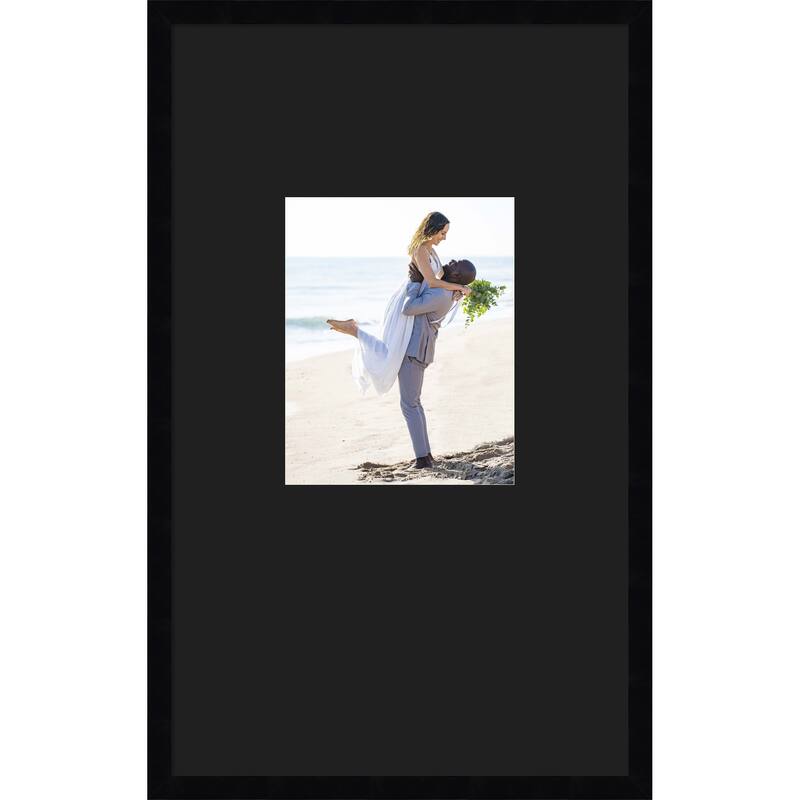 Svelte Clay Grey Framed Picture Frame, Photo Frame - 16x26 Matted Black 8x10 - Svelte Noir Black