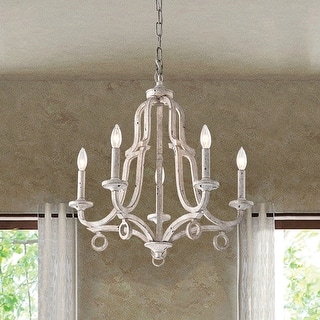 Antique White 5-Light Farmhouse Distressed Chandelier