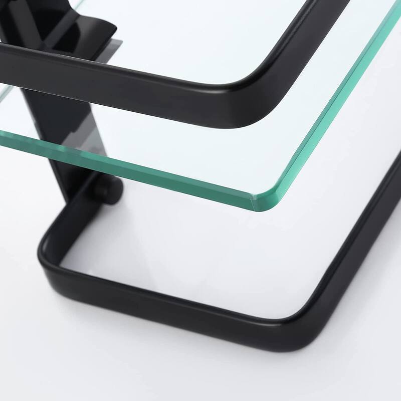 Wall Mount Glass Floating Shelf With Towel Bar